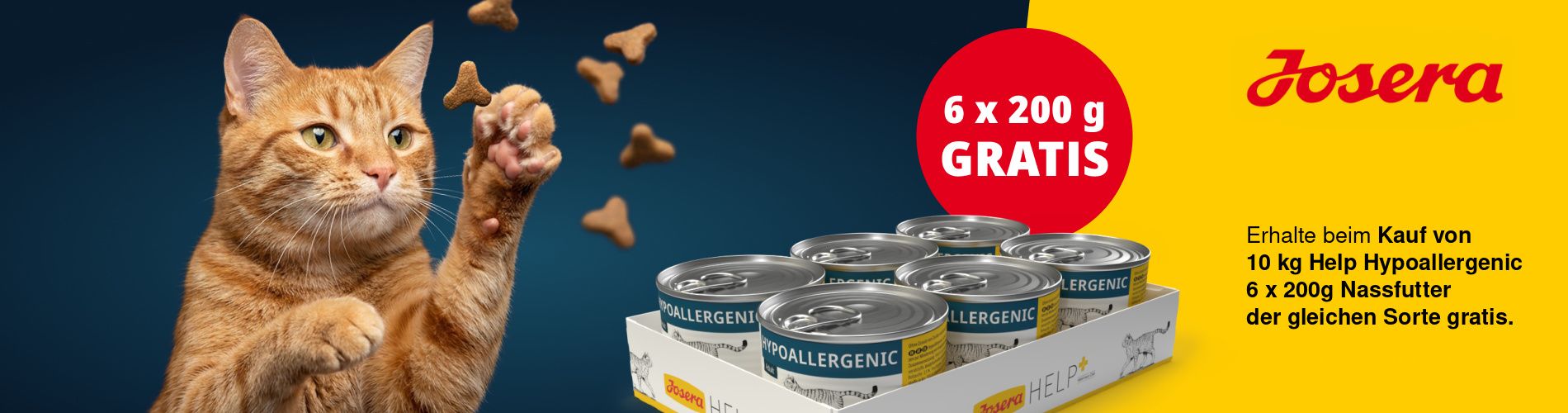 Q3 26 Josera Help Katze Trockenfutter 10 kg + 6x200g GRATIS dazu