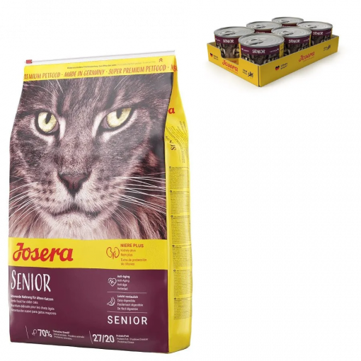 Josera Cat Senior 10 kg + Senior Cat wet 6 x 200 g gratis