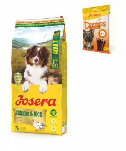 Josera Chicken & Rice 12,5 kg + Denties Duck & Carrot 180 g Gratis