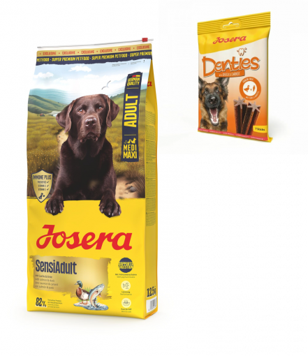 Josera SensiAdult Medi/Maxi 12,5 kg + Denties Duck & Carrot 180 g Gratis