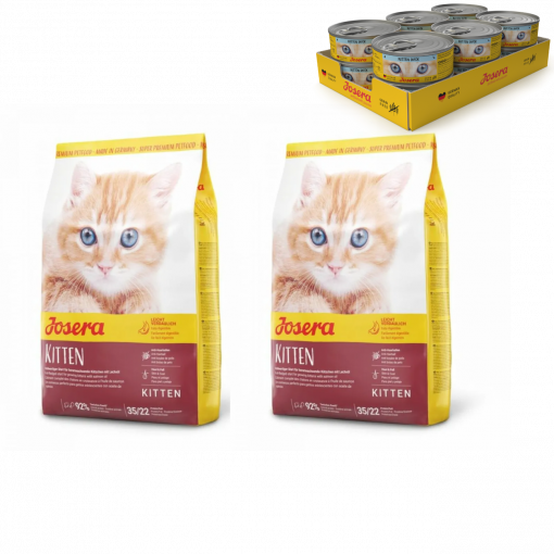 Josera Cat Kitten 2 x 2 kg + 12 x 85 g Josera Kitten Duck Nassfutter gratis