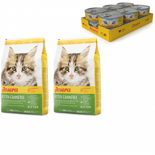 Josera Cat Kitten Grainfree 2 x 2 kg + 12 x 85 g Josera Kitten Duck Nassfutter gratis