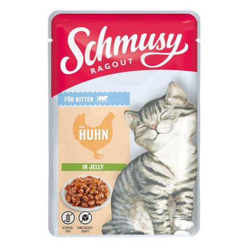 Schmusy Ragout Kitten mit Huhn in Jelly 100g (Menge: 22 je Bestelleinheit)
