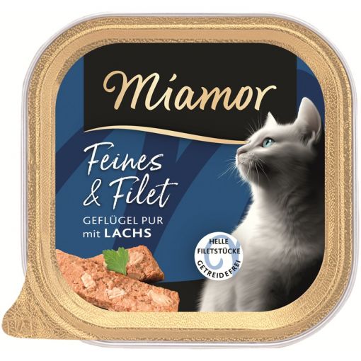 Miamor Schale Feines & Filet Gefl&uuml;gel Pur & Lachs 100g (Menge: 16 je Bestelleinheit)