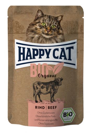 Happy Cat Bio Pouch Rind 85g (Menge: 12 je Bestelleinheit)