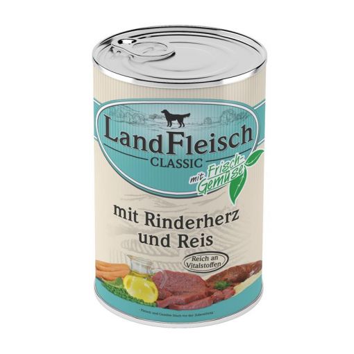 Landfleisch Dog Pur Rinderherzen & Reis 400 g (Menge: 12 je Bestelleinheit)