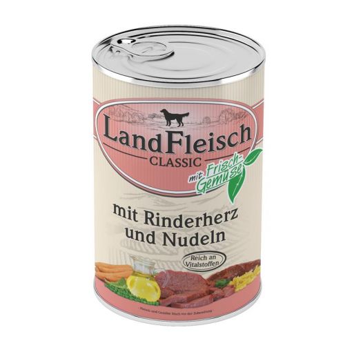 Landfleisch Dog Pur Rinderherzen & Nudeln 400 g (Menge: 12 je Bestelleinheit)