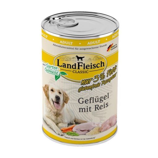 Landfleisch Dog Classic Geflügel mit Reis & Gartengemüse extra mager 400g (Menge: 6 je Bestelleinheit)