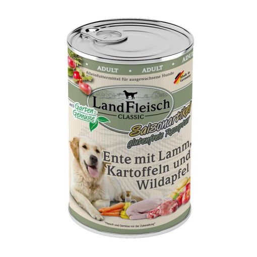 Landfleisch Dog Classic Ente mit Lamm, Kartoffeln Wildapfel & Gartengemüse 400g (Menge: 6 je Bestelleinheit)