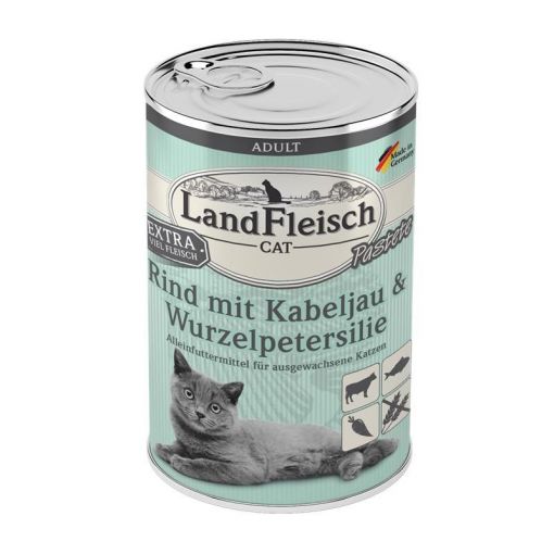 LandFleisch Cat Adult Pastete Rind, Kabeljau, Wurzelpetersilie 400 g (Menge: 6 je Bestelleinheit)
