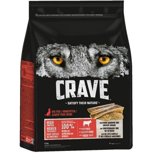 Crave Dog Trockenfutter Rind & Knochenmark 2,8 kg