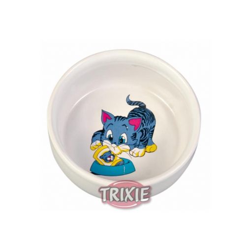 Trixie Napf mit Motiv, Katze, Keramik 0,3 l  11 cm, wei�