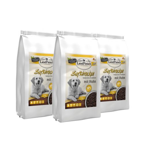 Landfleisch Dog Softbrocken mit Huhn 3 x 5 kg