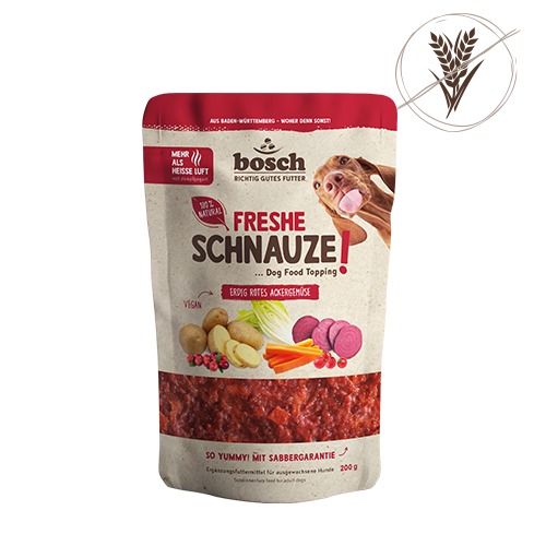 Bosch Freshe Schnauze Topping erdig rotes Ackergemüse 200g (Menge: 8 je Bestelleinheit) Bosch Freshe Schnauze Topping erdig rotes Ackergemüse 200g (Menge: 8 je Bestelleinheit)