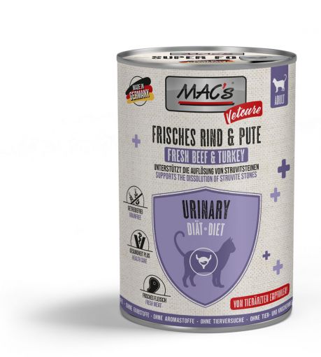 MACs Cat Vetcare Urinary Rind & Pute 400g (Menge: 6 je Bestelleinheit) MACs Cat Vetcare Urinary Rind & Pute 400g (Menge: 6 je Bestelleinheit)