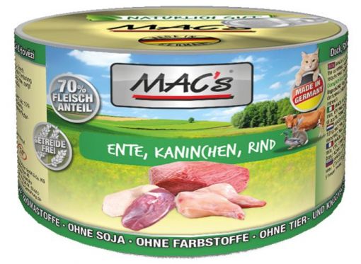 MACs Cat Ente, Kaninchen & Rind 200g (Menge: 6 je Bestelleinheit)