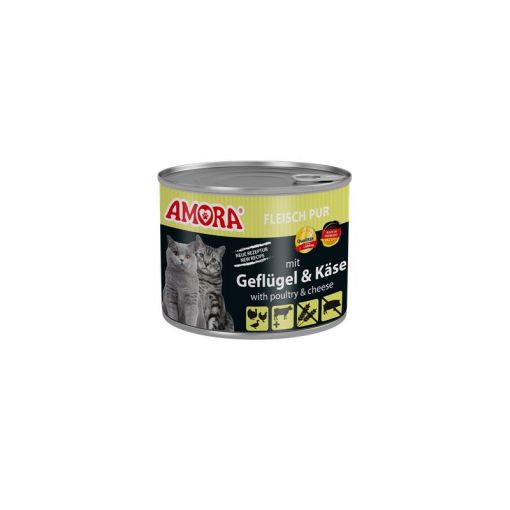 AMORA Cat Fleisch Pur Geflügel & Käse 200g (Menge: 6 je Bestelleinheit)