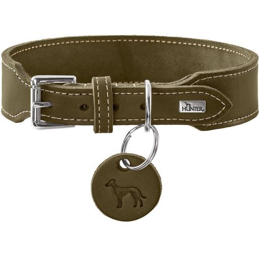 Hunter Halsband Aalborg Rindsleder olivgrün extrabreit 40/S Hunter Halsband Aalborg Rindsleder olivgrün extrabreit 40/S
