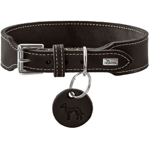 Hunter Halsband Aalborg Rindsleder schwarz extrabreit 40/S Hunter Halsband Aalborg Rindsleder schwarz extrabreit 40/S