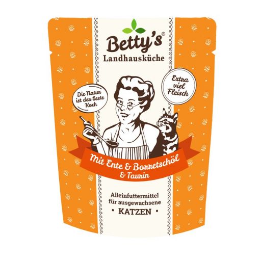 Bettys Landhausküche P.B. Katze mit Ente & Borretschöl 250g (Menge: 6 je Bestelleinheit) Bettys Landhausküche P.B. Katze mit Ente & Borretschöl 250g (Menge: 6 je Bestelleinheit)