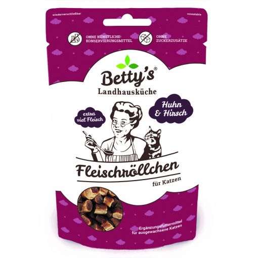 Bettys Landhausküche Cat Snack Fleischröllchen Huhn & Hirsch 50g Bettys Landhausküche Cat Snack Fleischröllchen Huhn & Hirsch 50g