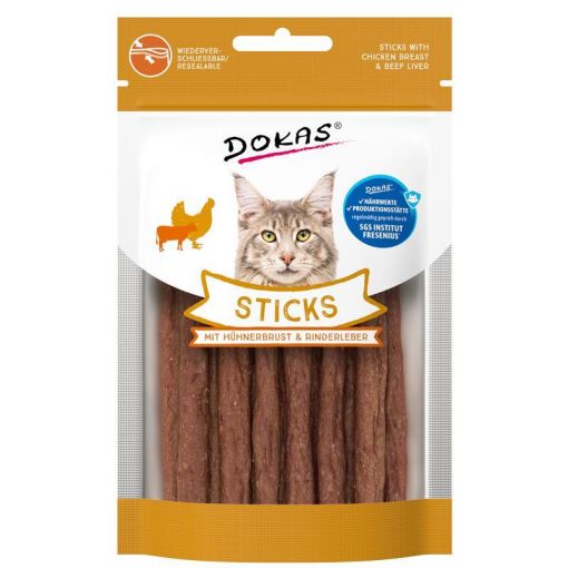 Dokas Cat Sticks mit Hühnerbrust & Rinderleber 30g (Menge: 10 je Bestelleinheit)