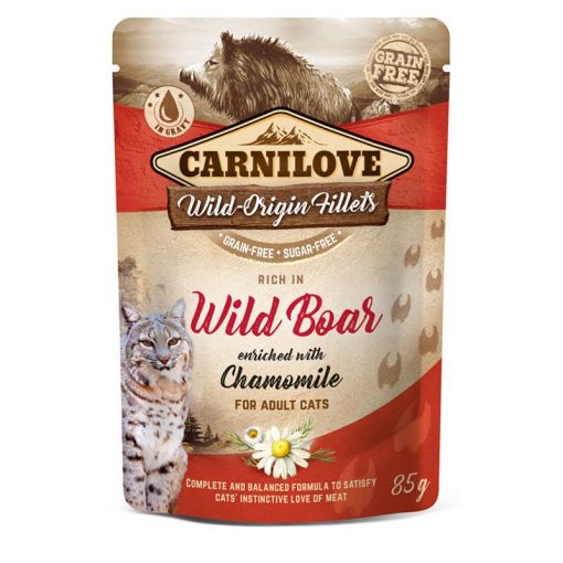 Carnilove Cat Pouch Wild Boar with Chamomile 85g (Menge: 24 je Bestelleinheit)