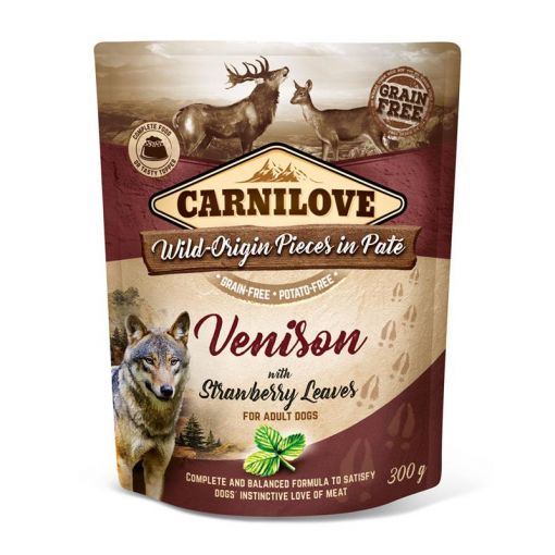 Carnilove Dog Pouch Pate Hirsch & Erdbeerblätter 300g (Menge: 12 je Bestelleinheit)