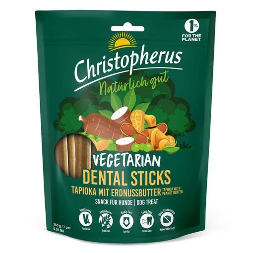 Christopherus Snack Vegetarian Dental Stick Erdnussbutter 250g