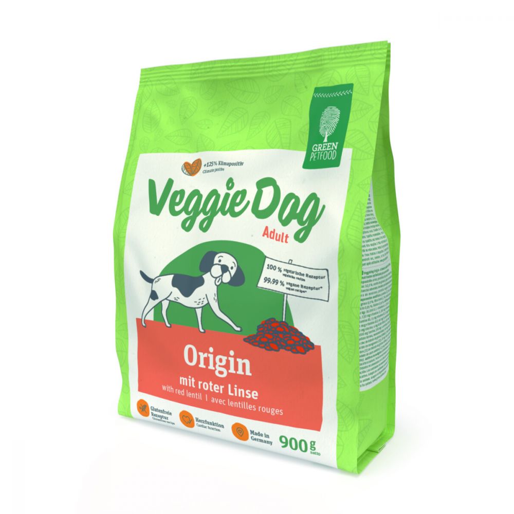 Green Petfood VeggieDog Origin (5 x 900 g), Vegetarian Dog Food with