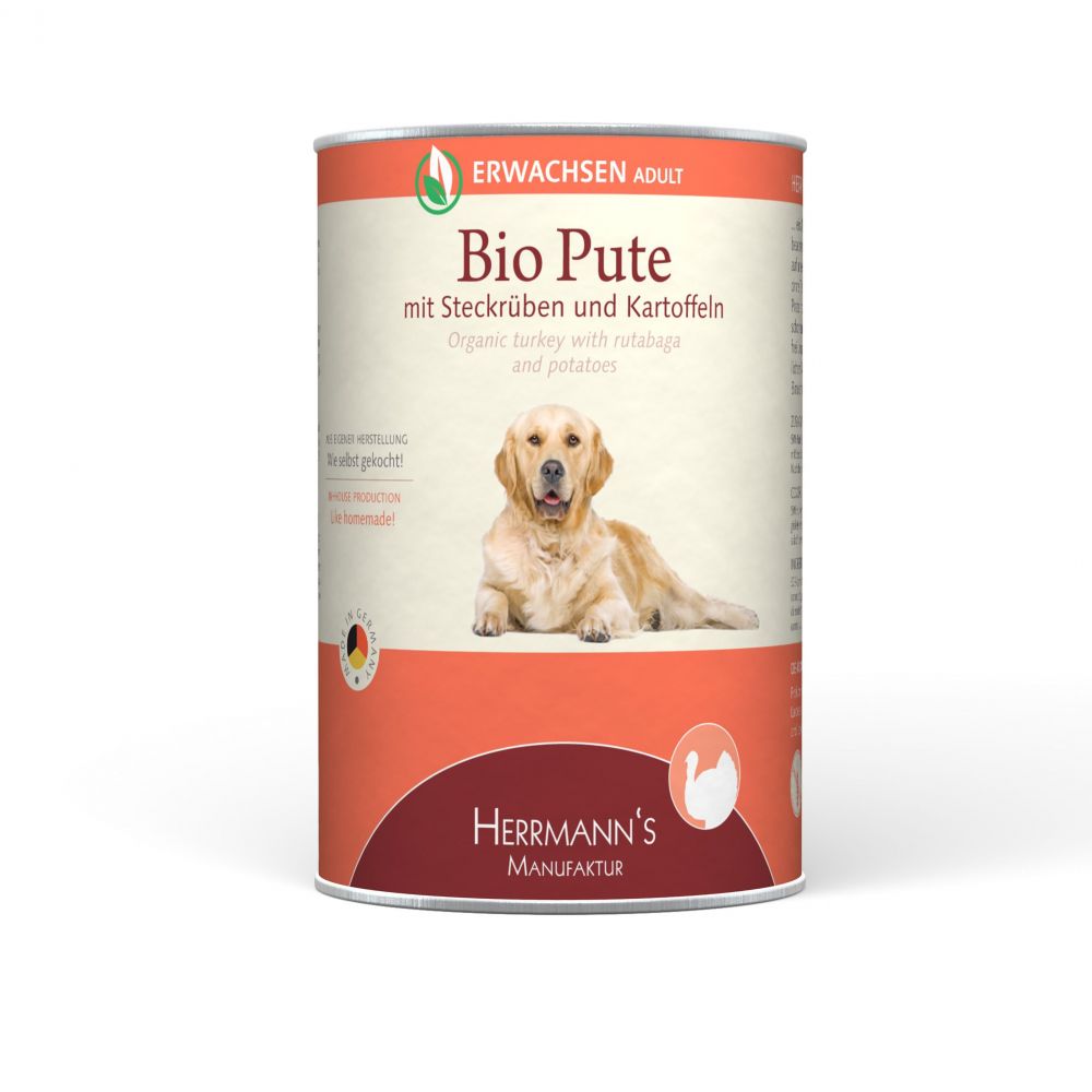 Herrmanns Dog Adult Bio Pute, Steckrübe, Kartoffeln & Fenchel 400g