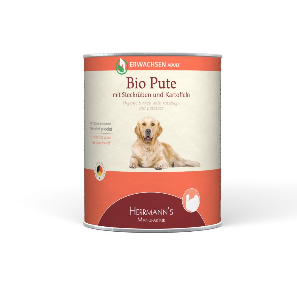Herrmanns Dog Adult Bio Pute, Steckrübe, Kartoffeln & Fenchel 800g