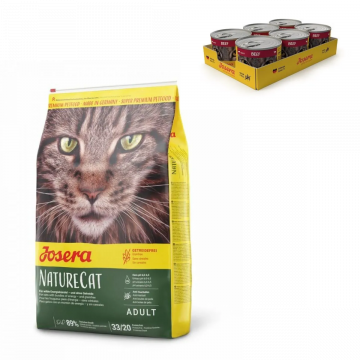 Josera Cat NatureCat 10 kg + Josera Beef Cat wet 6 x 200 g gratis