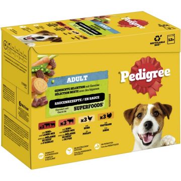 Pedigree Multipack PB Gemischte Selektion mit Gemüse in Sauce 4 Varietäten 12x100g (Menge: 4 je Bestelleinheit)