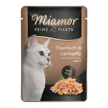 Miamor FB Feine Filets Thunfisch in Lachsjelly 100 g (Menge: 24 je Bestelleinheit) Miamor FB Feine Filets Thunfisch in Lachsjelly 100 g (Menge: 24 je Bestelleinheit)