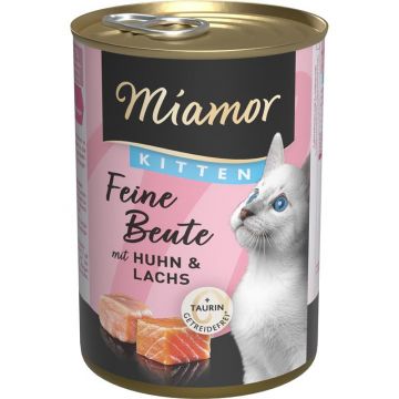 Miamor Dose Feine Beute Kitten Huhn & Lachs 400g (Menge: 12 je Bestelleinheit) Miamor Dose Feine Beute Kitten Huhn & Lachs 400g (Menge: 12 je Bestelleinheit)