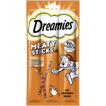 Dreamies Cat Snack Meaty Sticks Huhn 6x5g (Menge: 14 je Bestelleinheit)