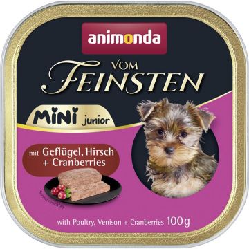 Animonda Dog vom Feinsten Mini Junior mit Geflügel, Hirsch & Cranberrys 100g (Menge: 32 je Bestelleinheit) Animonda Dog vom Feinsten Mini Junior mit Geflügel, Hirsch & Cranberrys 100g (Menge: 32 je Bestelleinheit)