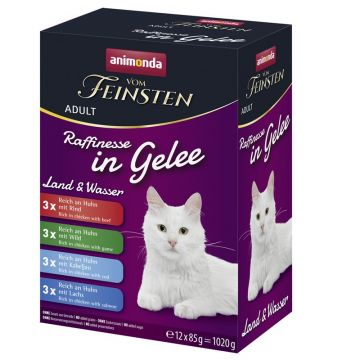 Animonda Cat vom Feinsten Raffinesse in Gelee Adult Mixpack Land & Wasser 12 x 85g (Menge: 8 je Bestelleinheit)