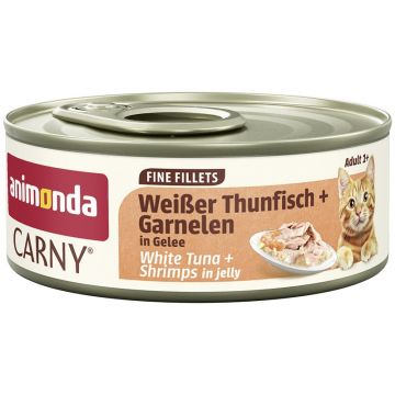 Animonda Cat Carny Fine Fillets Adult Wei&szlig;er Thunfisch & Garnelen in Gelee 60g (Menge: 12 je Bestelleinheit)