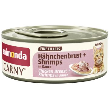 Animonda Cat Carny Fine Fillets Adult H&uuml;hnchenbrust & Shrimps in Sauce 60g (Menge: 12 je Bestelleinheit)