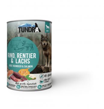 Tundra Dog Dose Rind, Rentier & Lachs 400g (Menge: 6 je Bestelleinheit) Tundra Dog Dose Rind, Rentier & Lachs 400g (Menge: 6 je Bestelleinheit)