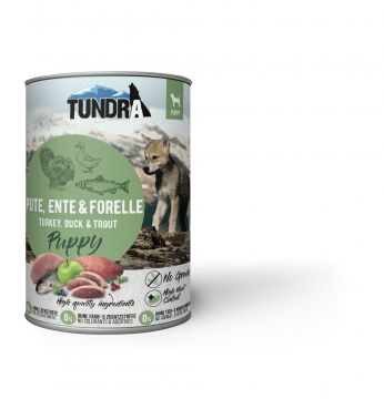 Tundra Dog Dose Puppy Pute, Ente & Forelle 400g (Menge: 6 je Bestelleinheit) Tundra Dog Dose Puppy Pute, Ente & Forelle 400g (Menge: 6 je Bestelleinheit)
