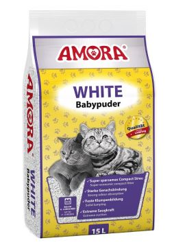 Amora White Katzenstreu m. Babypuderduft 15 Liter Amora White Katzenstreu m. Babypuderduft 15 Liter