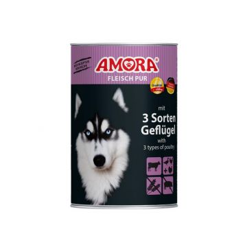 AMORA Dog Fleisch Pur mit 3 Sorten Geflügel 400g (Menge: 6 je Bestelleinheit)