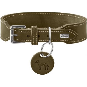 Hunter Halsband Aalborg Rindsleder olivgrün extrabreit 60/M-L Hunter Halsband Aalborg Rindsleder olivgrün extrabreit 60/M-L