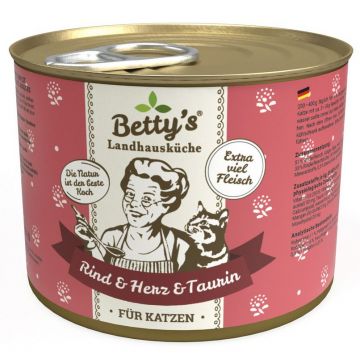 Bettys Landhausk&uuml;che Katze Dose Rind & Herz 200 g (Menge: 6 je Bestelleinheit)
