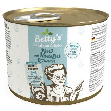 Bettys Landhausküche Hund Dose Sensitiv Pferd mit Kartoffel & Distelöl 200g (Menge: 6 je Bestelleinheit)