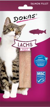 Dokas Cat 100% delikates Lachsfilet 22g (Menge: 9 je Bestelleinheit) Dokas Cat 100% delikates Lachsfilet 22g (Menge: 9 je Bestelleinheit)