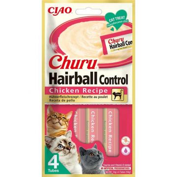 Inaba Cat Churu Hairball Chicken 4x14g Inaba Cat Churu Hairball Chicken 4x14g
